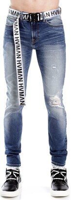 HVMAN Strat Super Skinny Fit Jean W/White Belt