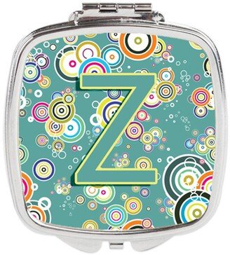 CJ2015-ZSCM Letter Z Circle Circle Teal Initial Alphabet Compact Mirror