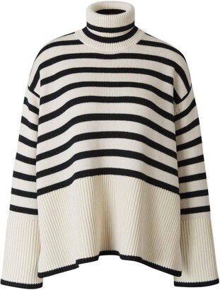 Striped Turtleneck Knit Jumper-AA