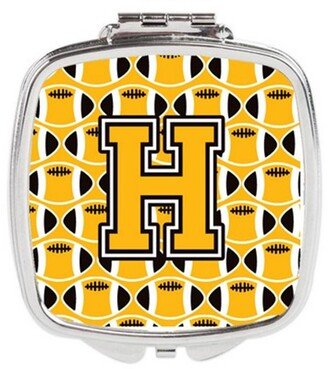 CJ1080-HSCM Letter H Football Black, Old Gold & White Compact Mirror