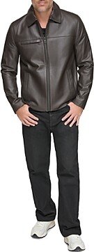 Damour Leather Full Zip Trucker Jacket