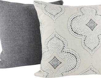 Gray Pillow, Grey Tan Pillow Cover, Ogee Medallion Charcoal Oatmeal Magnolia Cushion, Euro Shams, All