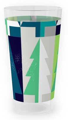 Outdoor Pint Glasses: Winter Pine Tree Forest - Green Outdoor Pint Glass, Green