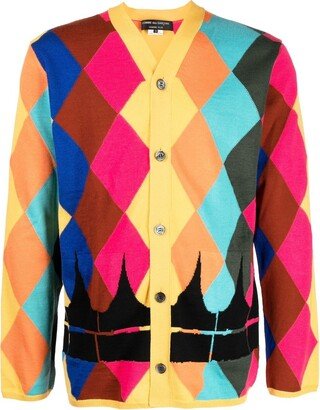 V-neck diamond-print cardigan