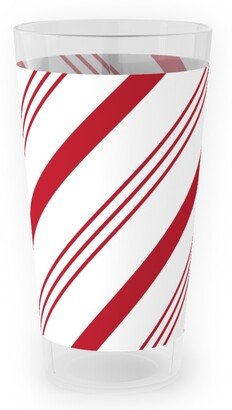 Outdoor Pint Glasses: Candy Cane Stripes - Red On White Outdoor Pint Glass, Red