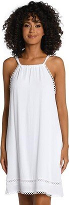 Illusion Covers High Neck Dress (White) Women's Swimwear