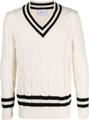 D4.0 Striped Cable-Knit Cashmere Jumper