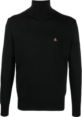 Orb-embroidered virgin-wool jumper