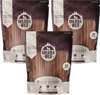 Greater Wild 6 Single-Ingredient Beef Bully Sticks, All-Natural Dog Treats - 60 Sticks