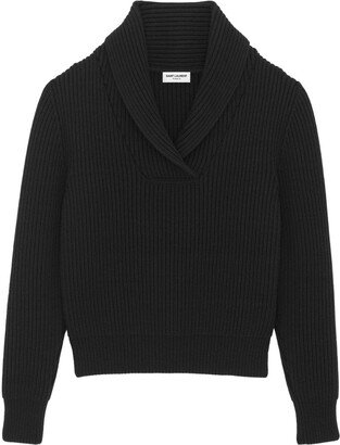 Shawl-Collar Wool Jumper