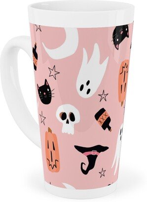 Mugs: Sweet Halloween Pumpkin, Witch, Ghost, Cat Tall Latte Mug, 17Oz, Pink