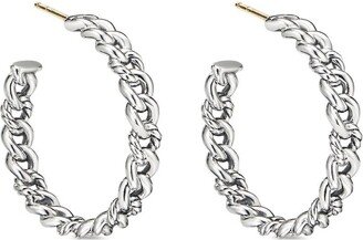 sterling silver Belmont Curb Link hoop earrings