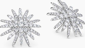 Starburst Stud Earrings in 18K White Gold with Full Pav