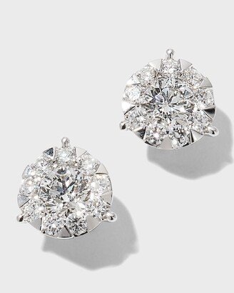 White Gold Bouquet 3-Prong Diamond Stud Earrings
