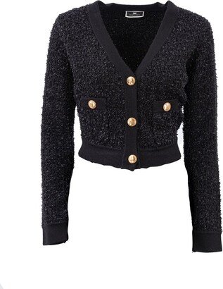 V-Neck Cropped Cardigan-AC