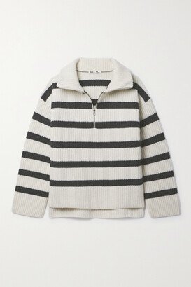 Felix Striped Merino Wool Half-zip Sweater - Ivory