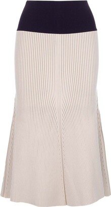 Ribbed Flared Midi Skirt