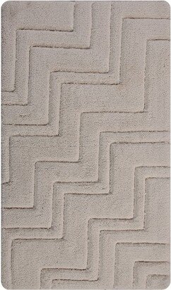 Zig Zag Pattern Cotton Non-Skid Back Bath Rug 24 x 40 Ivory by Castle Hill London