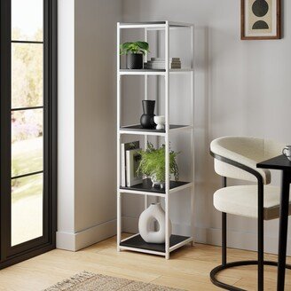 Dunelm Modular White & Black 5 Shelf Tall Shelving Unit Black and white