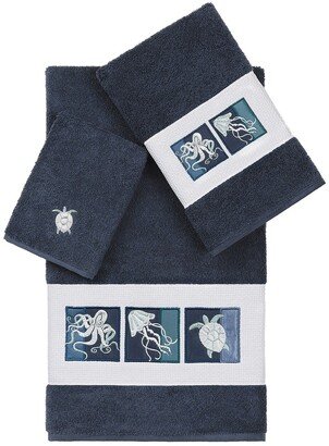 Ava 3-Piece Embellished Towel Set - Midnight Blue