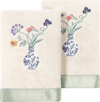 Linum Home Textiles Turkish Cotton Stella Embellished Hand Towel Set, 2 Piece