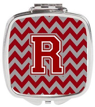 CJ1049-RSCM Letter R Chevron Maroon & White Compact Mirror, 3 x 0.3 x 2.75 in.