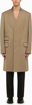 Beige double-breasted wool coat