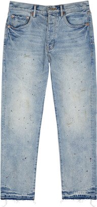 Brand Paint-splattered Straight-leg Jeans