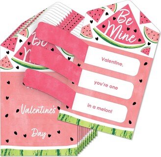 Big Dot Of Happiness Sweet Watermelon - Fruit Cards for Kids - Happy Valentine's Day Pull Tabs 12 Ct