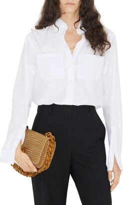 Ivanna Equestrian Knight Jacquard Cotton Blend Button-Down Blouse