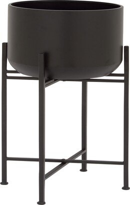 Black Metal Indoor Outdoor Tall Planter with Removable Stand, 12 x 12 x 36