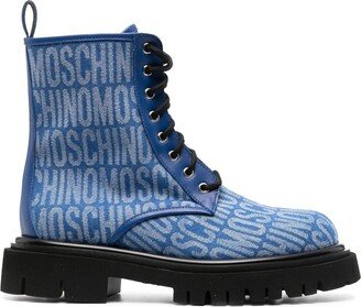 Logo-Jacquard Lace-Up Boots