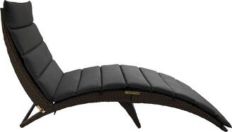 Luxmod Indoor/Outdoor Patio Wicker Chaise Lounge with Dark Grey Polyester Cushion