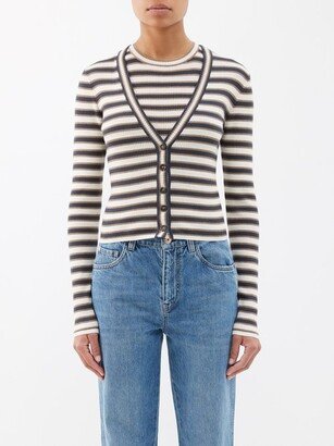 Striped Wool-blend Cardigan