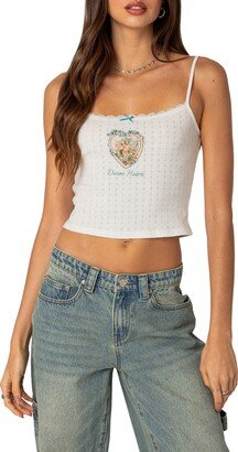 EDIKTED Divine Hearts Pointelle Crop Camisole