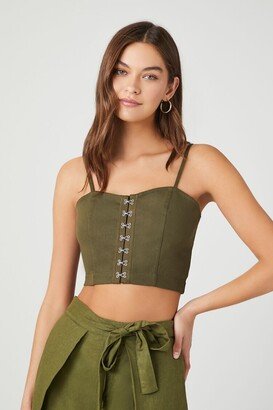 Women's Sweetheart Cropped Cami in Green, XL