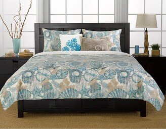 Brushed Ashore Seashell Coastal Reversible Ultra-Soft Microfiber Quilt Set