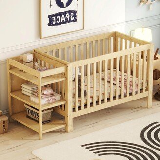 BEYONDHOME Convertible Crib/Full Size Bed with Changing Table