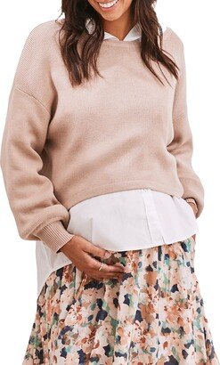 Sylvie Crop Rib Maternity/Nursing Sweater