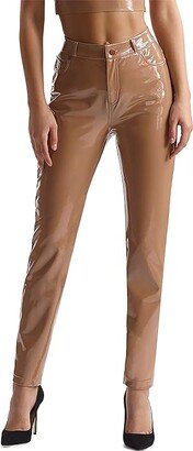 Faux Patent Leather Five-Pocket Pants SLG72 (Cinnamon) Women's Clothing