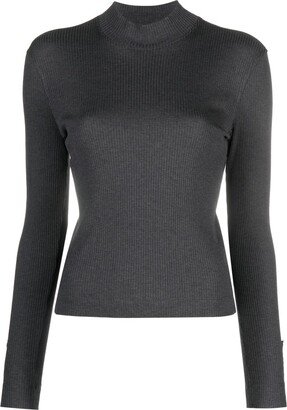 Roll-Neck Ribbed Jersey Top