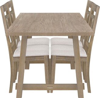 Dining Table Set with Table and 4 Upholstered Dining Chairs