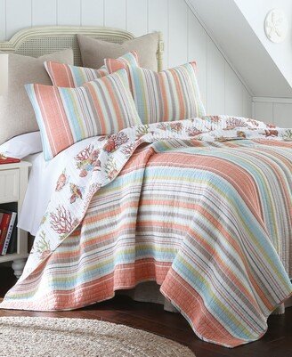 Brighton Coral Quilt Set, King