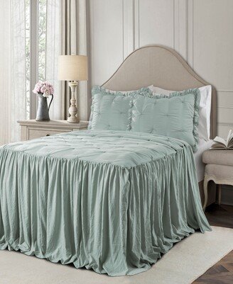 Ravello Pintuck Ruffle Skirt 3Pc Queen Bedspread Set