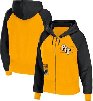 Women's Wear by Erin Andrews Gold Pittsburgh Steelers Colorblock Full-Zip Hoodie