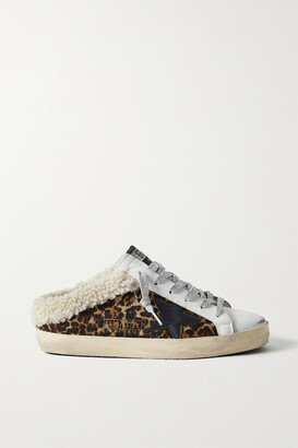 Superstar Sabot Shearling-lined Distressed Leopard-print Calf Hair And Leather Slip-on Sneakers - Animal print