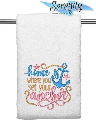 Decorative Kitchen Bath Hand Towels | Home Is Where You Set Your Anchor Decor Summer Beach