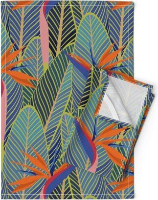 Bird Of Paradise Tea Towels | Set Of 2 - Tropical By Cjldesigns Colorful Linen Cotton Spoonflower