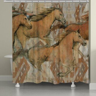 Southwest Running Horses Shower Curtain