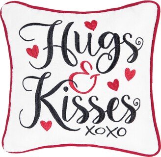 10 x 10 Hugs & Kisses Embroidered Valentine's Day Throw Pillow